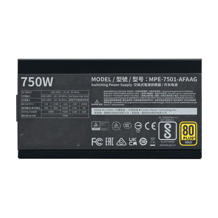 مزود طاقة Cooler Master MWE Gold 750W V2 12VHPWR - 80 Plus Gold، ATX 3.0