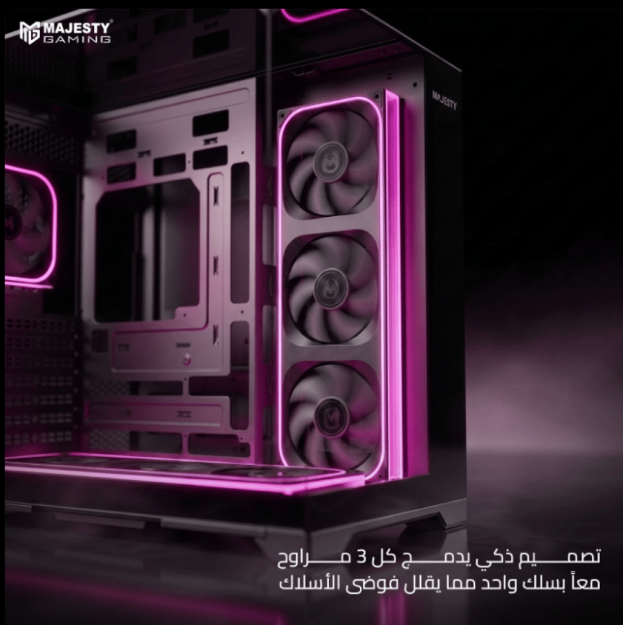 كيس بي سي قيمنق اكس سبيس الأسود (Mid Tower) - بـ 7 مراوح RGB.