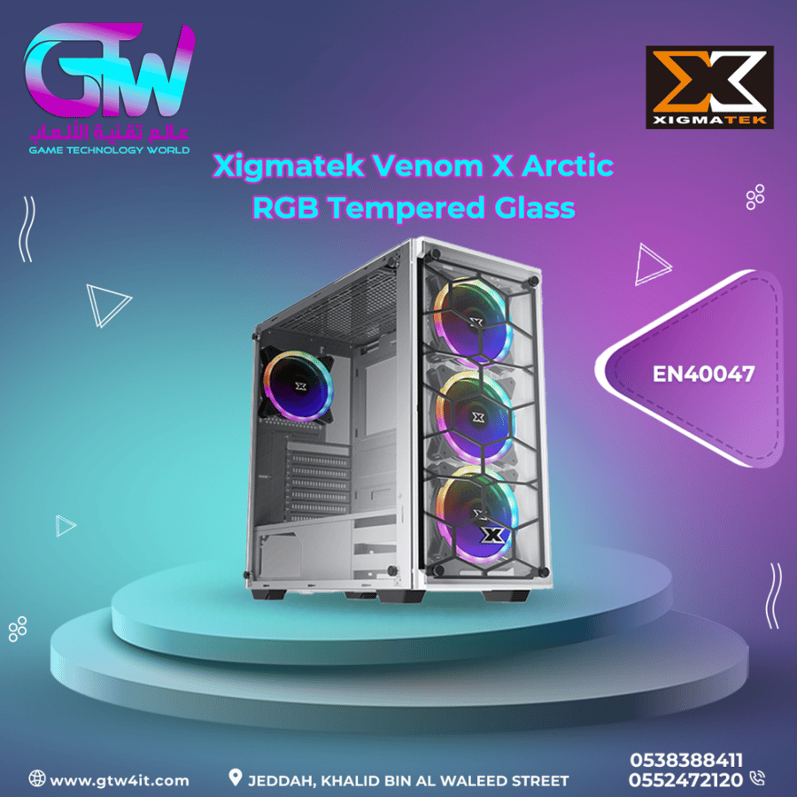 Xigmatek Venom X Arctic RGB Tempered Glass