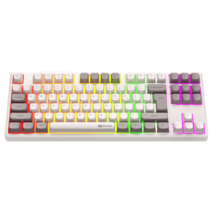 لوحة مفاتيح ميكانيكية Meetion MT-MK14 TKL باللون الأبيض مع إضاءة RGB قابلة للتخصيص واتصال متعدد الأنظمة