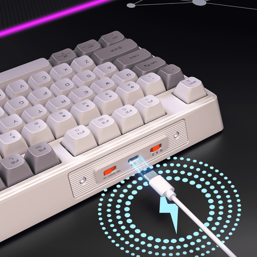 لوحة مفاتيح ميكانيكية Meetion MT-MK14 TKL باللون الأبيض مع إضاءة RGB قابلة للتخصيص واتصال متعدد الأنظمة