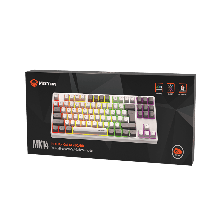 لوحة مفاتيح ميكانيكية Meetion MT-MK14 TKL باللون الأبيض مع إضاءة RGB قابلة للتخصيص واتصال متعدد الأنظمة