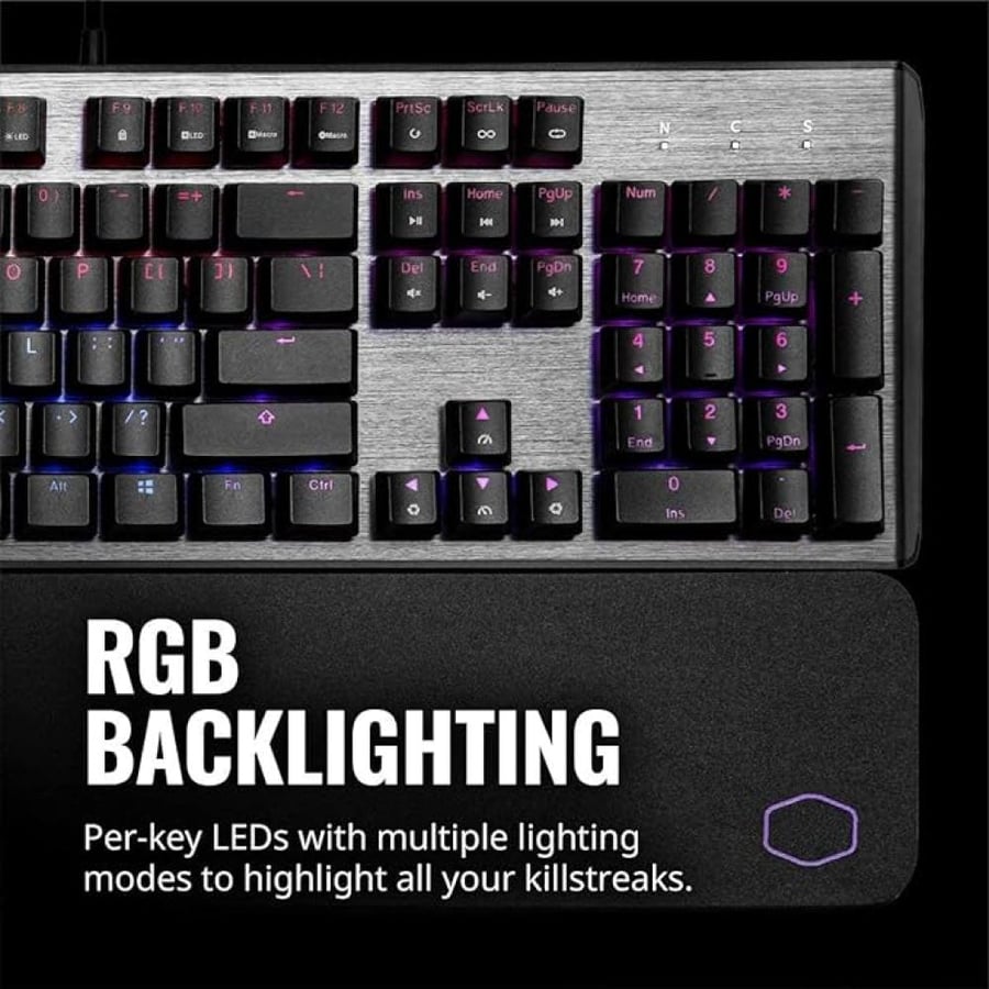 لوحة مفاتيح للألعاب من كولر ماستر CK550 V2 بألوان الفضاء اللوني RGB مع مفتاح ازرق، USB