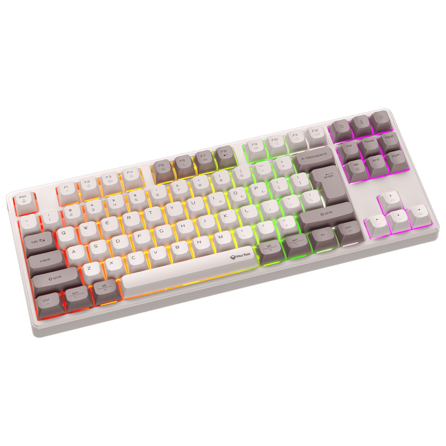 لوحة مفاتيح ميكانيكية Meetion MT-MK14 TKL باللون الأبيض مع إضاءة RGB قابلة للتخصيص واتصال متعدد الأنظمة