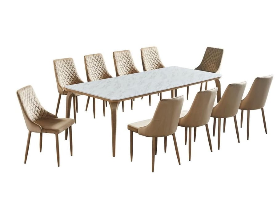 Dining table with marble substitute 10 chairs