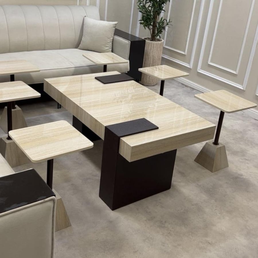 Set of coffee tables with alternative marble