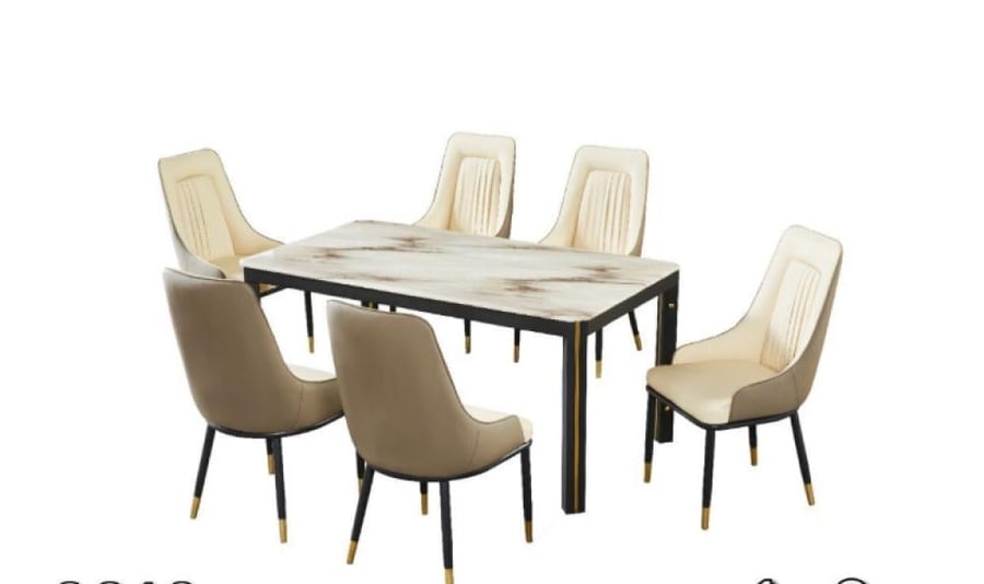 Dining table with marble surface