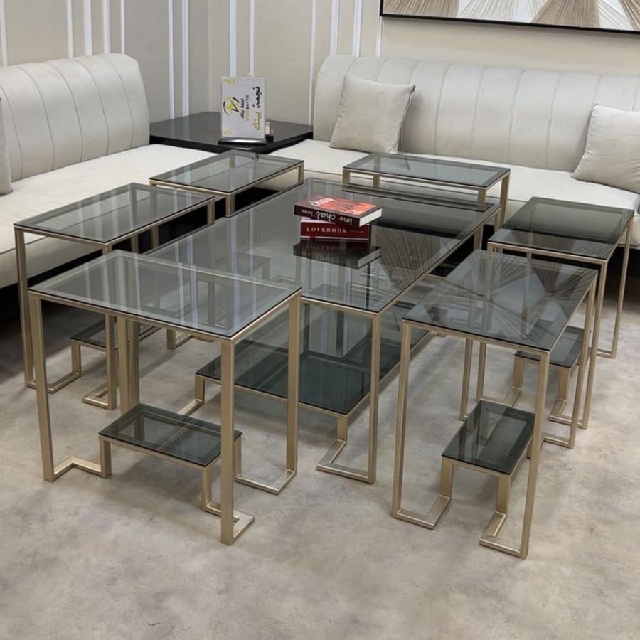 Guest tables set with glass
