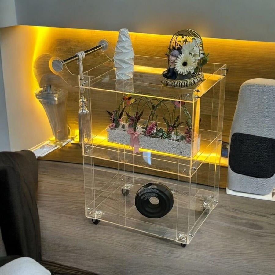 Luxury hospitality cart, 3 layers acrylic (4 pieces): 60×40×85 cm