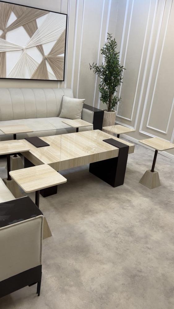 Set of coffee tables with alternative marble
