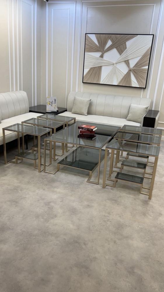 Guest tables set with glass