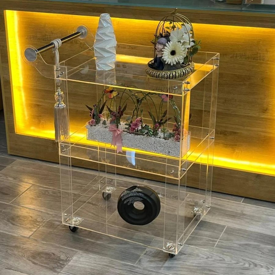Luxury hospitality cart, 3 layers acrylic (4 pieces): 60×40×85 cm