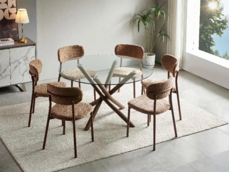 Dining table glass surface 6 chairs