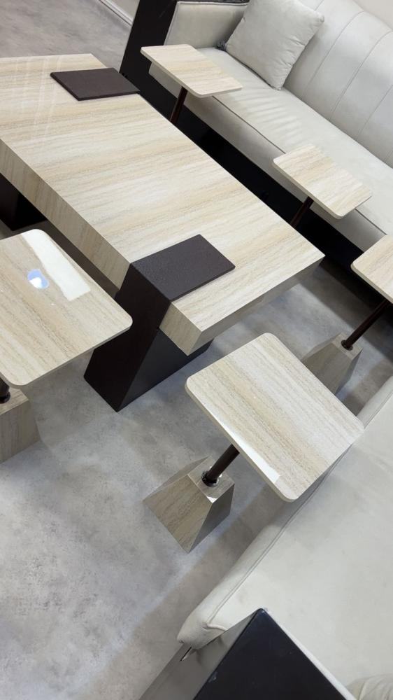 Set of coffee tables with alternative marble
