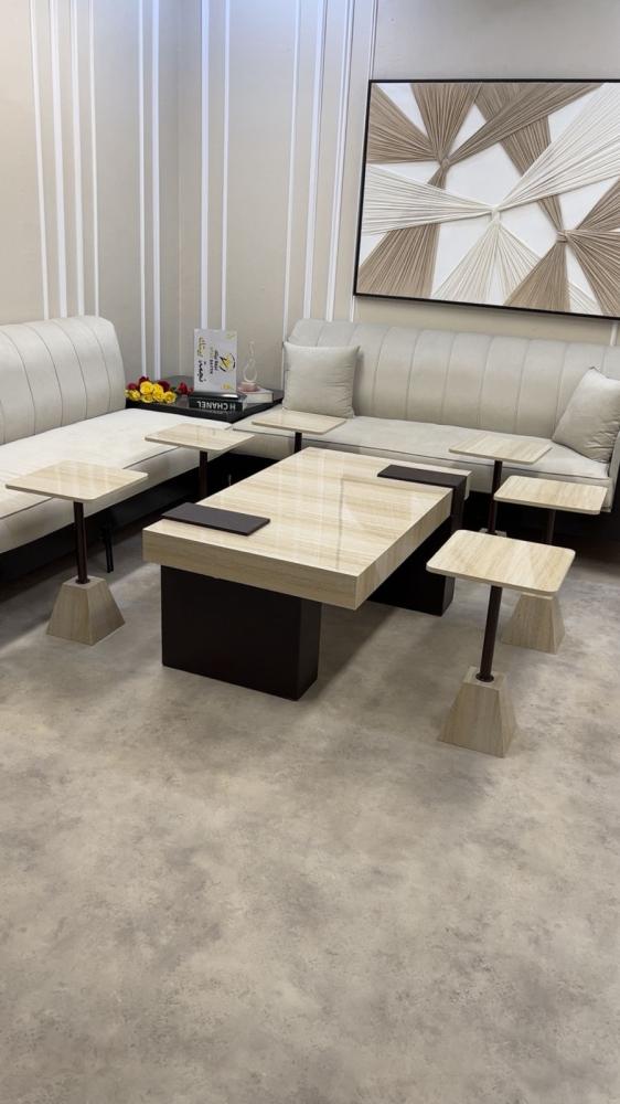 Set of coffee tables with alternative marble