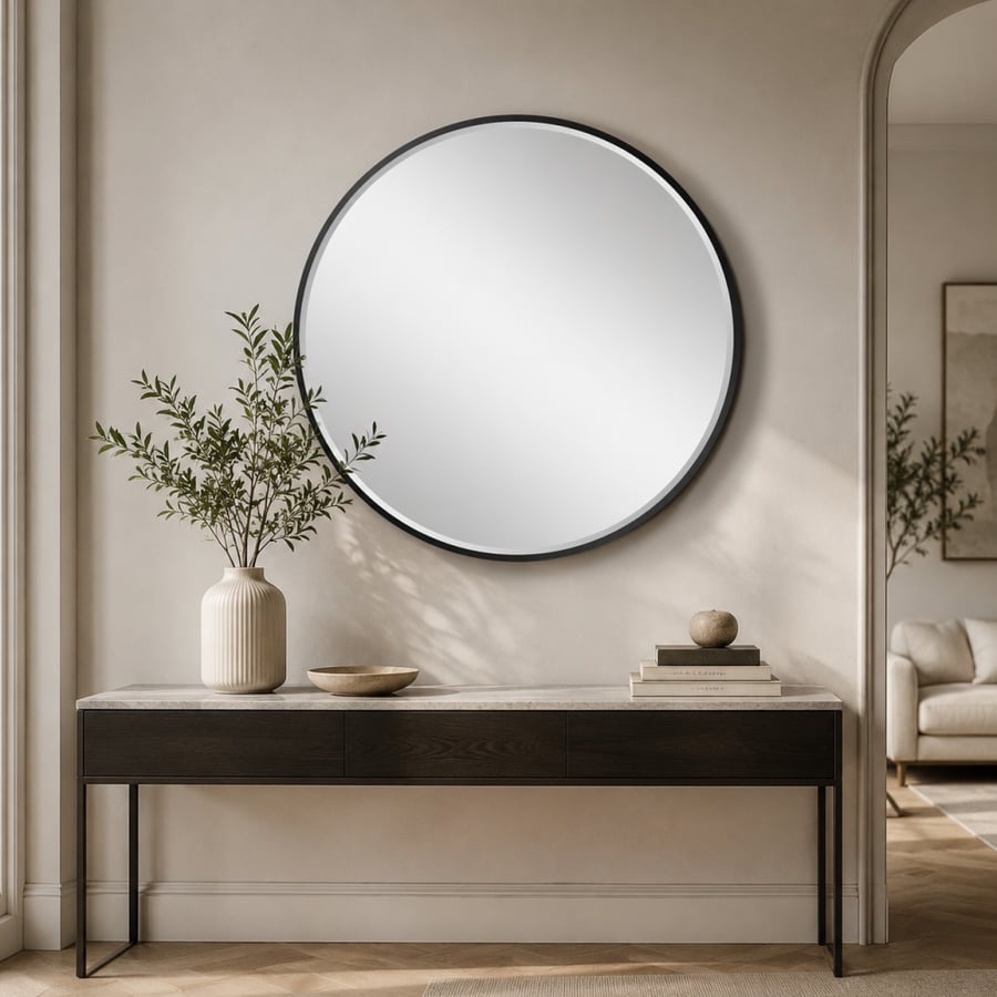 مراية بأطار اسودمقاس 100× 100 سم