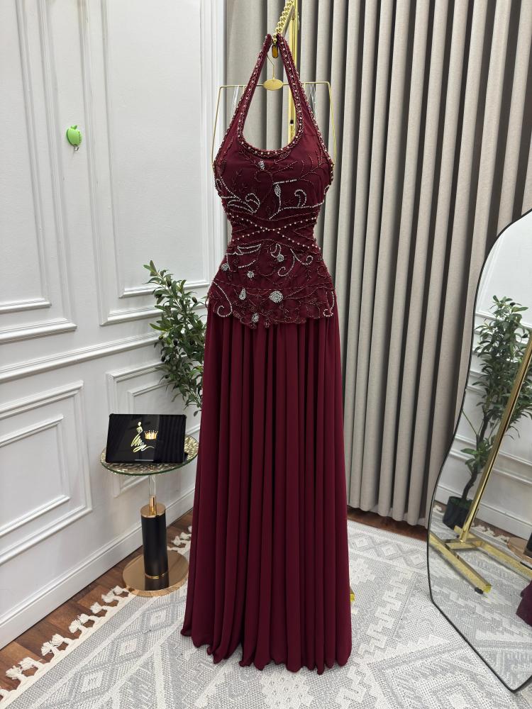 فستان سهره برغندي راقي