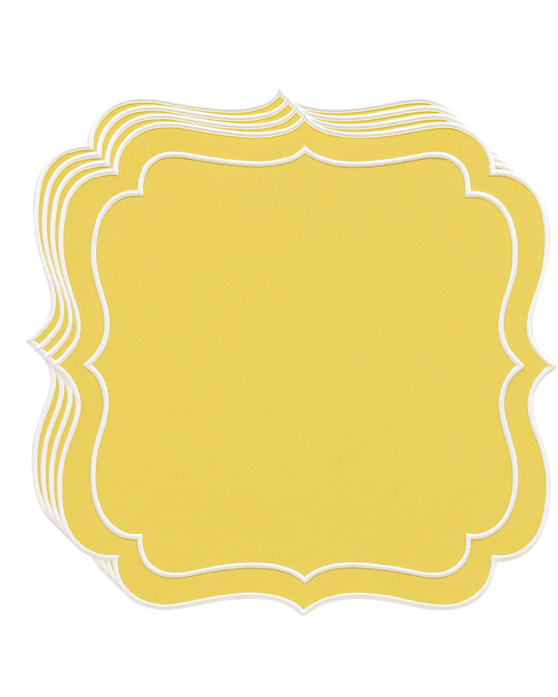 Canary tablecloth and napkin set, soft shine, in warm yellow, 8 pieces