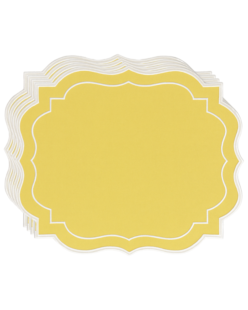 Canary tablecloth and napkin set, soft shine, in warm yellow, 8 pieces