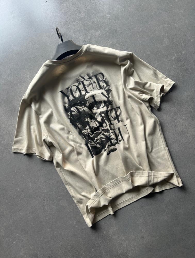 beige tshirt over size made in turkey