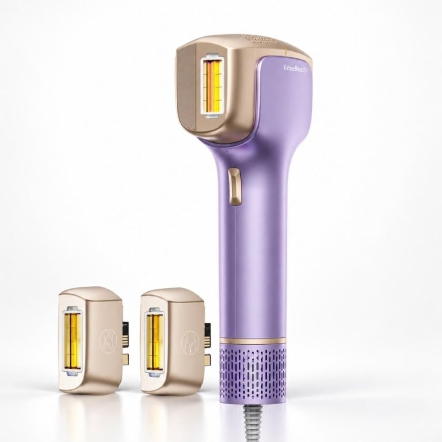 جهاز KinseiBeauty T36 لإزالة الشعر بالمنزل مع ثلاث عدسات مخصصة للوجه و