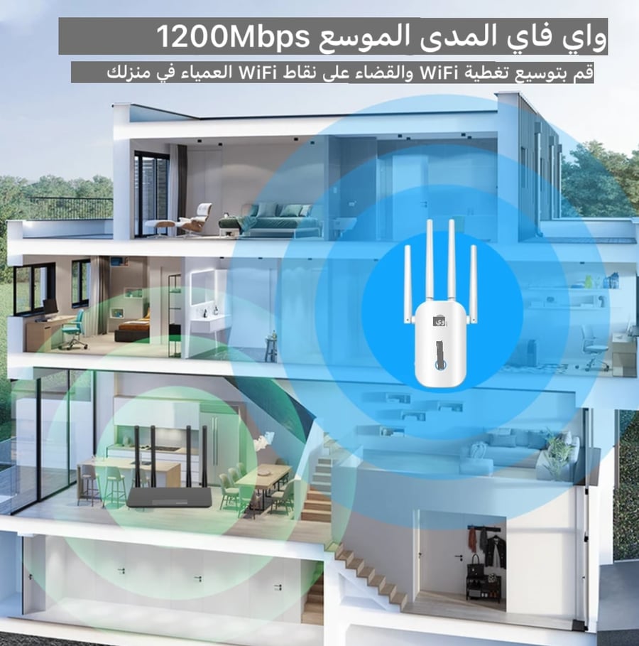 موزع شبكة الإنترنت الذي يدعم ترددات 5 و 2.4 جيجاهرتز ويحتوي على فيشة UK: