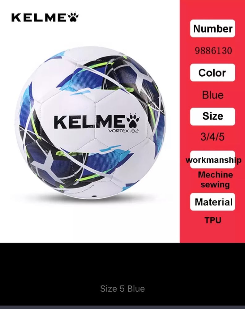 كرات كرة القدم  الاحترافية من KELME مقاس 3 و4 وحجم 5 باللون الأحمر والأخضر
