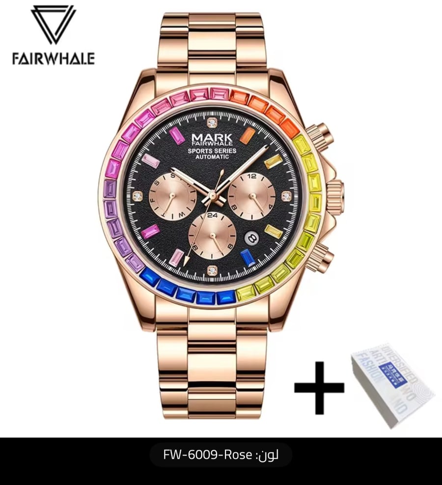 ساعة Fairwhale FW-6009 Rose أوتوماتيك للرجال – ستانلس ستيل  ساعة رجالية فاخرة أوتوماتيكية Fairwhale FW-6009 Rose
