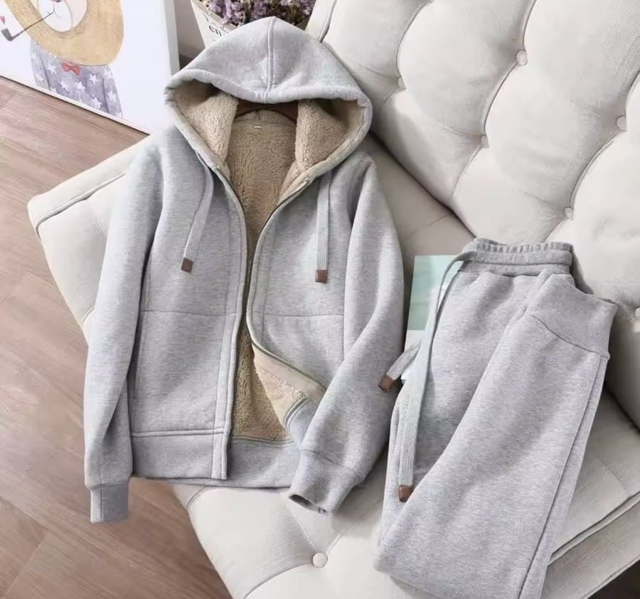 قطعتين الصوف هوديس و Sweatpants مجموعة للنساء ، سميكة البلوز ، بدلة رياضية غير رسمية ، معطف و بنطلون ، الخريف والشتاء