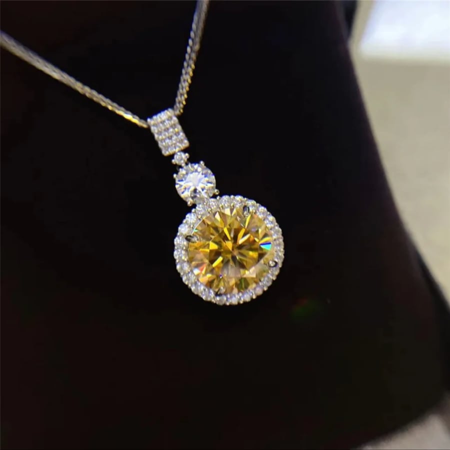 10 Carat Moissanite Necklace for Women 925 Silver Platinum Plated D Color VVS1 Pendants Moissanite Collares