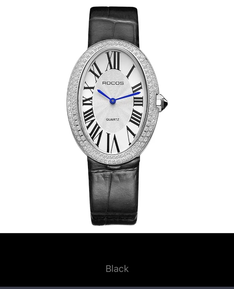Roccos luxury watch, an elegant women's watch, quartz movement, leather strap, water resistant