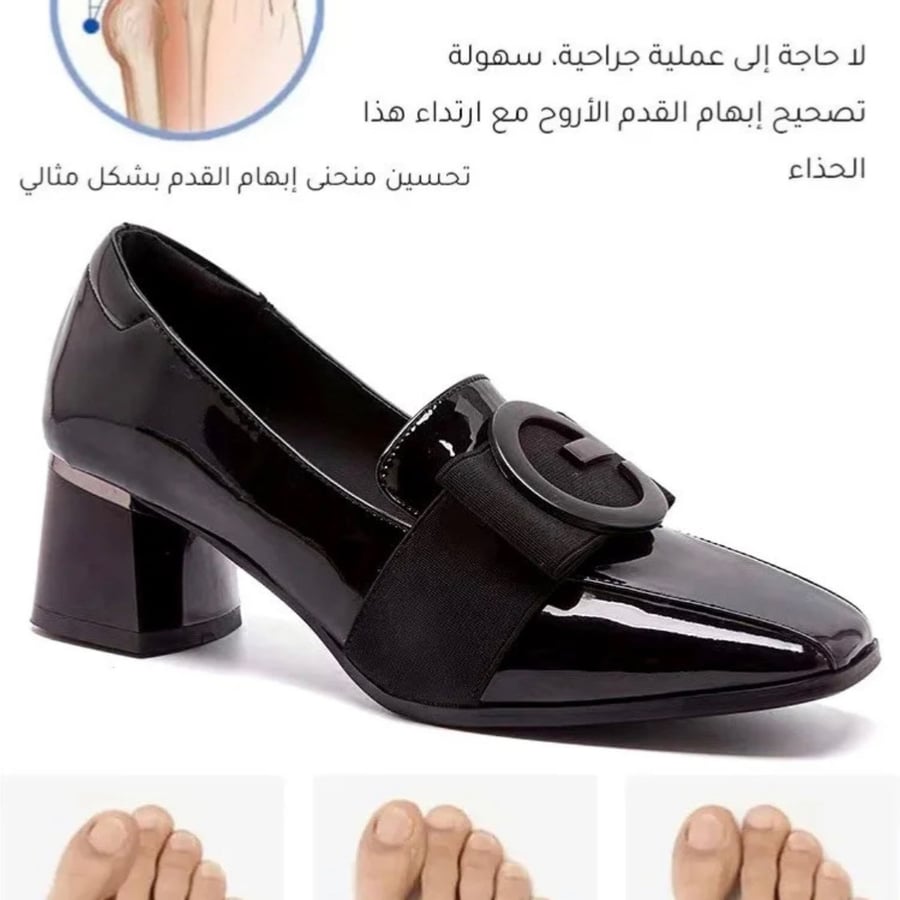 حذاء باوتو جلد النمط البريطاني ذو نعل ناعم وكعب سميك متوسط الطول