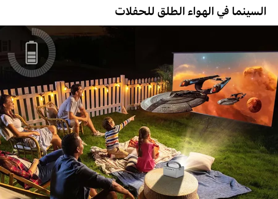 بروجكتر محمول من يعمل على بطاريات قابلة للشحن جهاز عرض صغير محمول مع بطارية ، R17 ، 3D ، 4K سينما ، ذكي ، أندرويد ، واي فاي ، فيديو خارجي ، LED ، DLP ، ليزر ، HD كامل ، P ، جهاز عرض مع بطارية