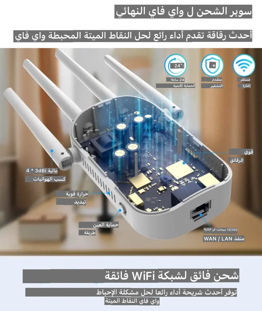 موزع شبكة الإنترنت الذي يدعم ترددات 5 و 2.4 جيجاهرتز ويحتوي على فيشة UK:
