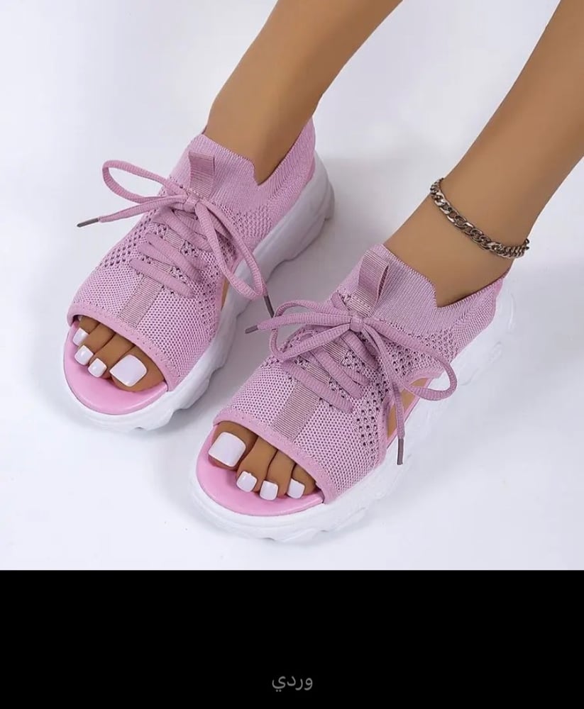 حذاء كاجوال من قماش فلايكنت بنعل سميك 6 سم