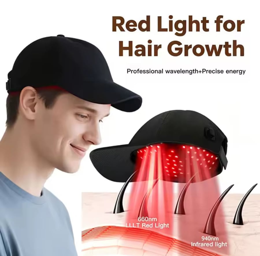 قبعة  Nader Red Crown لعلاج الشعر بالضوء الأحمر والأشعة تحت الحمراء 660 نانومتر و940 نانومتر لنمو الشعر ومنع تساقطه واسترخاء فروة الرأس 2026