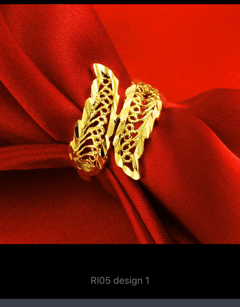 Women's rings, real 24K gold-plated ring, adjustable size, European style