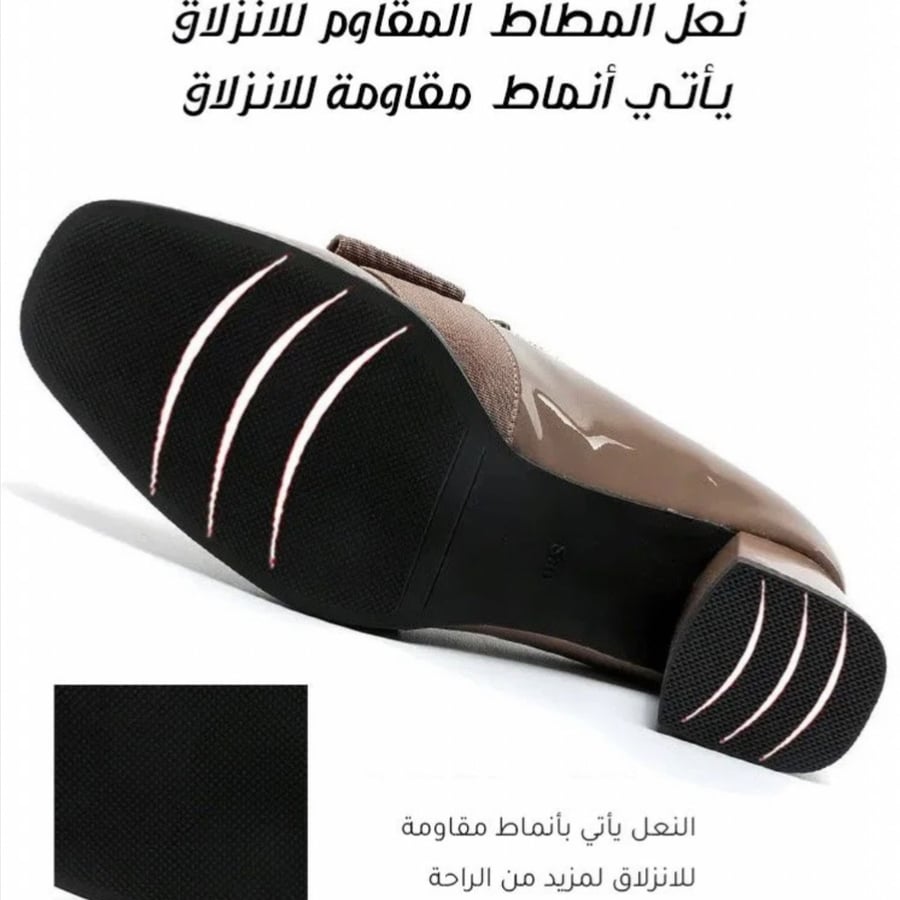 حذاء باوتو جلد النمط البريطاني ذو نعل ناعم وكعب سميك متوسط الطول