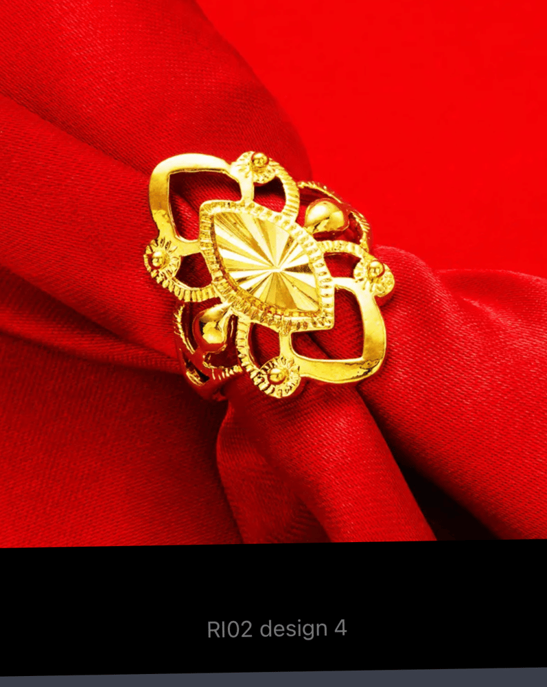 Women's rings, real 24K gold-plated ring, adjustable size, European style