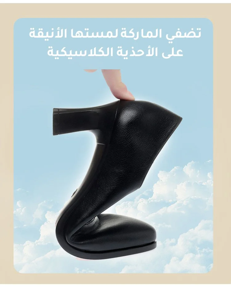 حذاء نسائي عالي الكعب من CICIYANG موضة خريف 2023 جديد على الطراز البريطاني حذاء من الجلد ذو فم عميق حذاء نسائي مناسب للعمل والمكتب