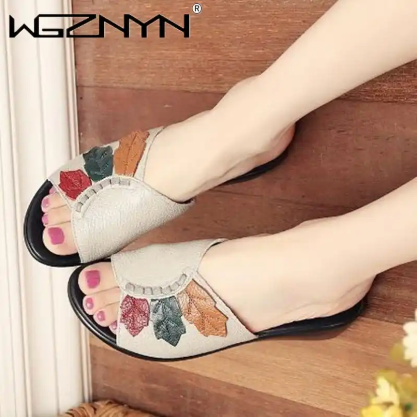 Women's summer sandals new for 2023 Women's sandals made of leather without heel and non-slip open-toe shoes casual comfortable women's shoes