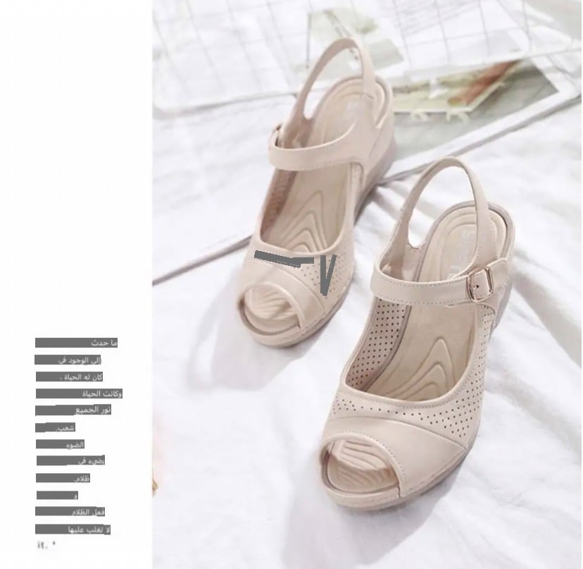 Normal look, just wedges, sandals with beach shoe buckle, comfortable for beach party, travel, slip-on sandal.