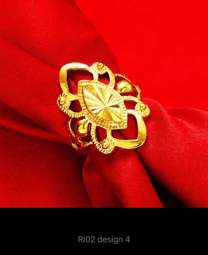 Women's rings, real 24K gold-plated ring, adjustable size, European style