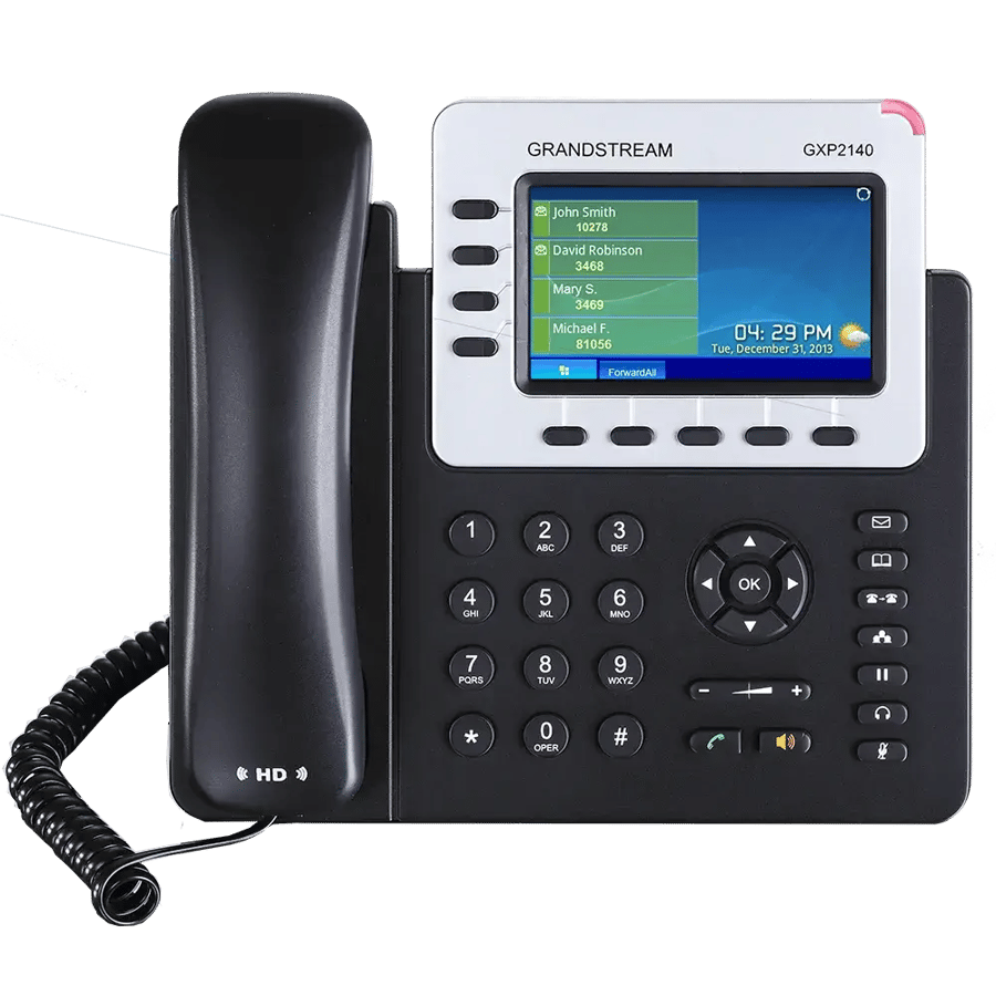 هاتف IP مكتبي جراندستريم بـ4 خطوط و4 حسابات SIP وشاشة 4.3 بوصة موديل GXP2140