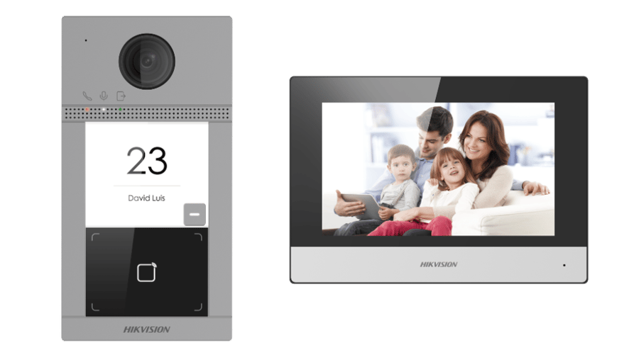 طقم إنتركوم فيديو IP هيكفيجن للفلل بشاشة لمس 7 بوصة وتحكم عبر Hik-Connect - DS-KIS604-S(C)