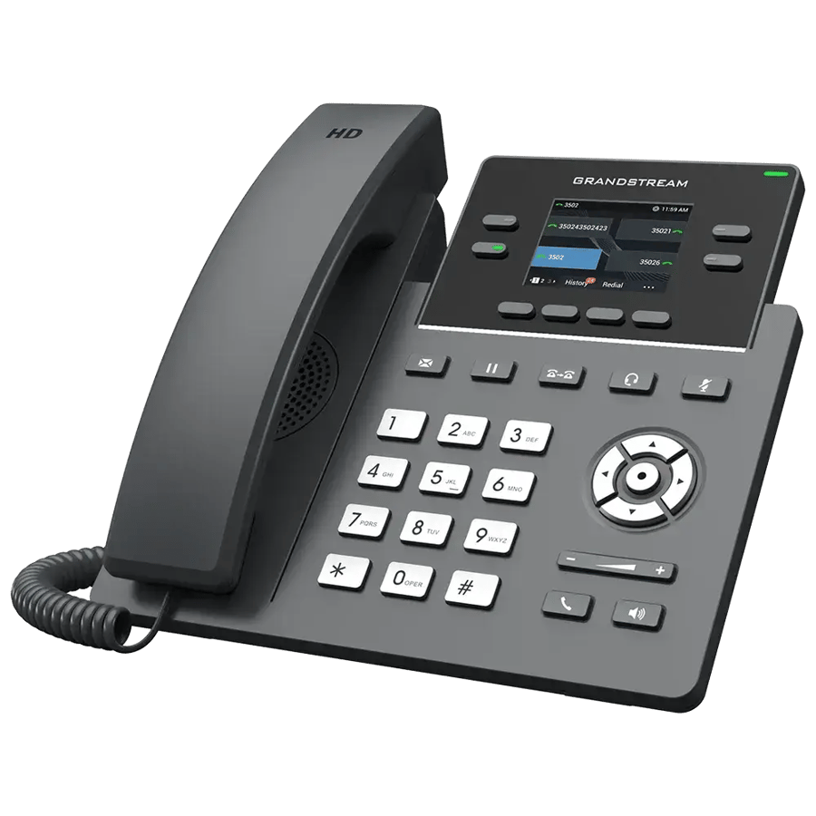 هاتف IP مكتبي جراندستريم بـ4 حسابات SIP و4 مفاتيح خط ومنافذ جيجابت موديل GRP2612G