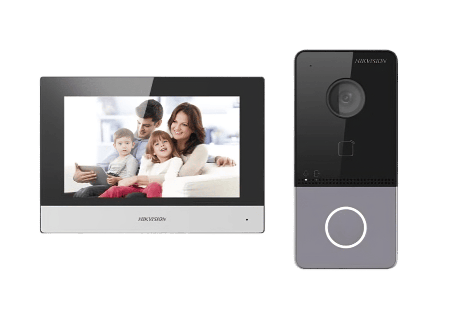 طقم إنتركوم فيديو IP واي فاي هيكفيجن بكاميرا 2MP وشاشة لمس 7 بوصة وفتح بالتطبيق - DS-KIS603-P(C)