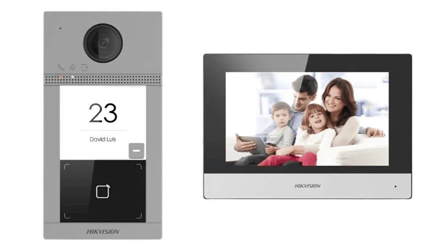 طقم إنتركوم فيديو IP واي فاي هيكفيجن بكاميرا 2MP وشاشة لمس 7 بوصة وتحكم بالتطبيق - DS-KIS604-P(C)