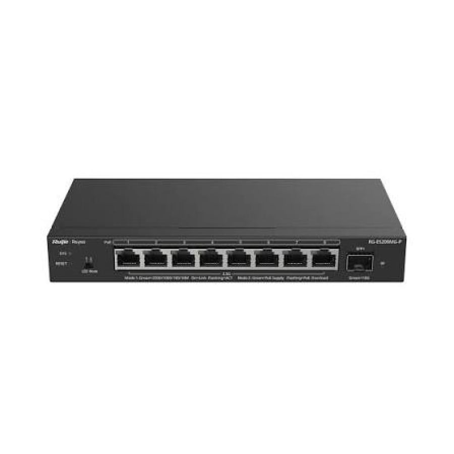 سويتش شبكة Ruijie 9 منافذ يدعم POE موديل REYEE RG-ES209MG-P (Ruijie REYEE RG-ES209MG-P Managed Network Switch)