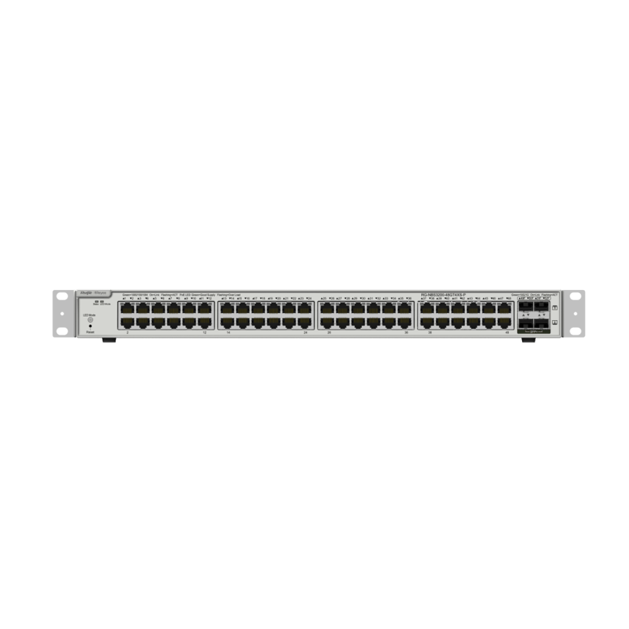 سويتش Layer 2+ مُدار روجي بـ48 منفذ PoE+ و4 منافذ 10G SFP+ بميزانية 370W موديل RG-NBS3200-48GT4XS-P